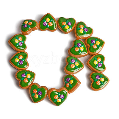 Handmade Heart Lampwork Beads Strands LAMP-P069-04B-01-1