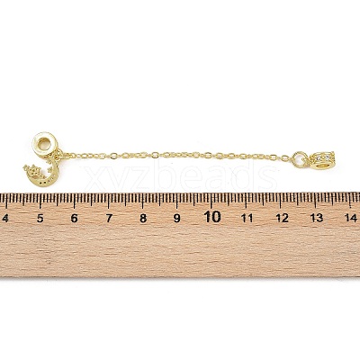 Brass Pave Clear Cubic Zirconia European Safety Chains with Charms KK-L236-16D-G-1