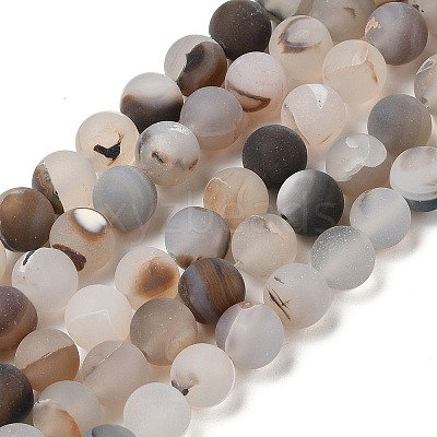 Natural Dendritic Agate Beads Strands G-A248-A04-01-1
