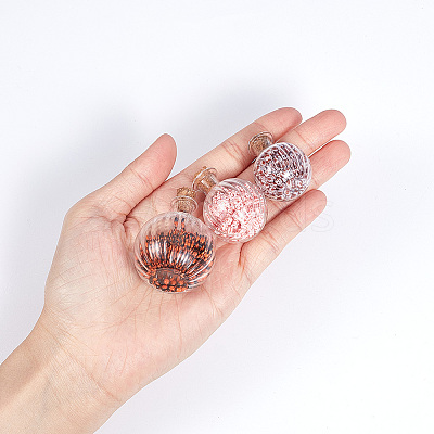 6Pcs 3 Style Chunky Glass Ball Wishing Bottle Ornament AJEW-DR0001-06-1