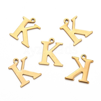 Ion Plating(IP) 304 Stainless Steel Alphabet Charms STAS-H122-K-G-1