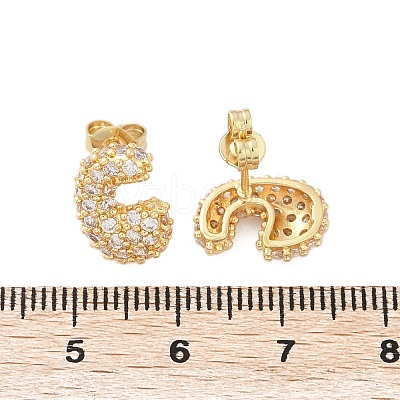 Brass Micro Pave Cubic Zirconia Stud Earrings EJEW-Z091-04G-C-1