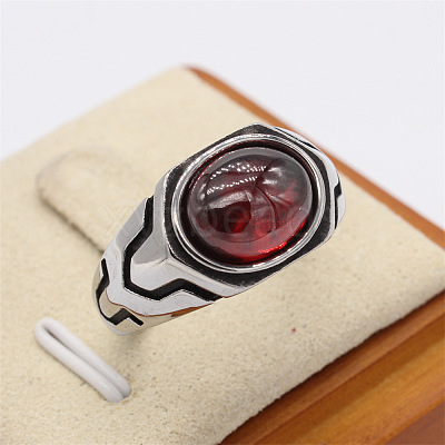 316L Surgical Stainless Steel and Synthetic Gemstone Finger Rings for Men FS-WG3E90C-30-1