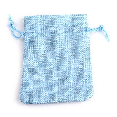 Polyester Imitation Burlap Packing Pouches Drawstring Bags ABAG-R005-9x7-16-1