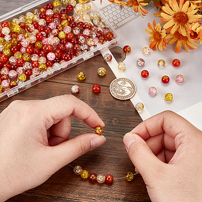 240Pcs 6 Colors Transparent Spray Painted Crackle Glass Beads Strands GLAA-PH0003-13-1