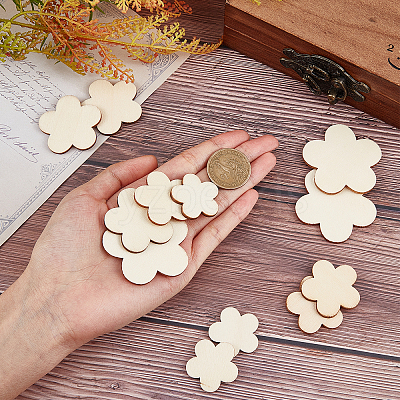 4 Bags 4 Style Natural Wooden Cabochon WOOD-CA0001-22-1