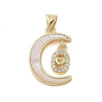 Brass Micro Pave Clear Cubic Zirconia Pendants KK-I712-49G-02-1