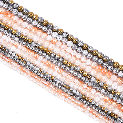 3 Strands 3 Styles Electroplated Crackle Glass Beads Strands EGLA-YW0005-12A-1