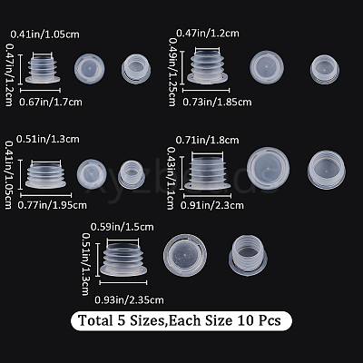 50Pcs 5 Styles Plastic Bottle Stoppers KY-GF0001-42A-1