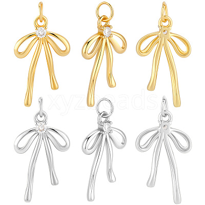 10Pcs 2 Colors Brass Micro Pave Cubic Zirconia Pendants KK-BBC0028-03-1