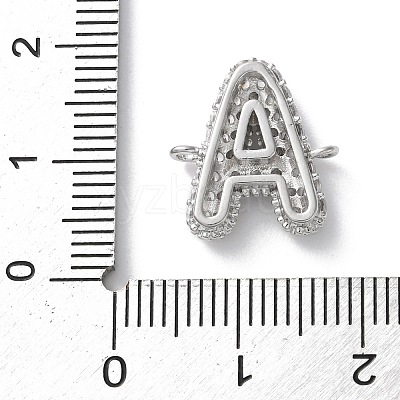 Brass Micro Pave Cubic Zirconia Letter Links X-KK-I717-04A-P-1