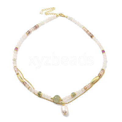 Natural Mixed Gemstone Round Beaded Necklaces NJEW-M214-07G-1