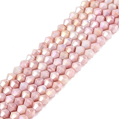 Anti-Tarnish Electroplate Bicone Glass Beads Strands EGLA-T021-4mm-16-03-1
