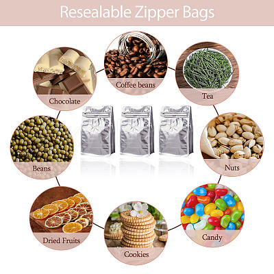 10Pcs BOPP and Aluminized PET and PE Resealable Coffee Zipper Bags with Valve ABAG-TA0001-93E-1
