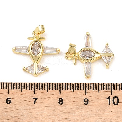 Brass Micro Pave Clear Cubic Zirconia Pendants KK-G549-18A-G-1