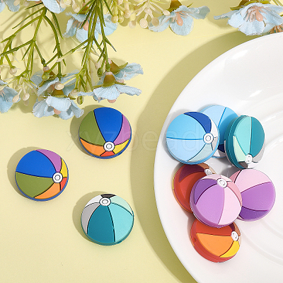 10Pcs 5 Colors Food Grade Eco-Friendly Silicone Beads SIL-CA0002-28-1