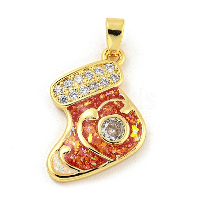 Christmas Brass Micro Pave Cubic Zirconia Pendants KK-H468-02D-02G-1