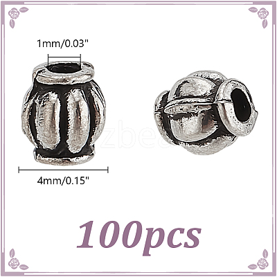 100Pcs Barrel Tibetan Style Alloy Spacer Beads TIBEB-LP0001-04-1