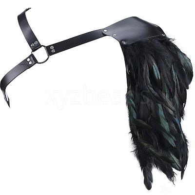 PU Leather & Feather Fencing Sheath AJEW-WH0314-233-1
