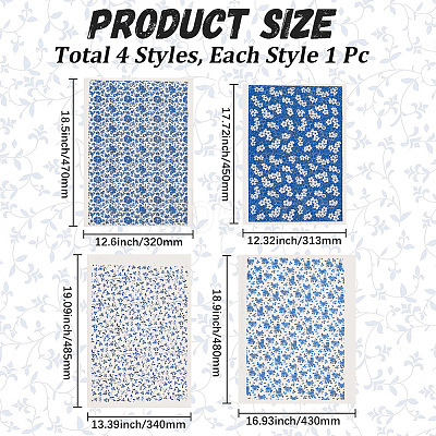 4Pcs 4 Styles Flower Pattern Paper Ceramic Decals DIY-GF0013-26-1