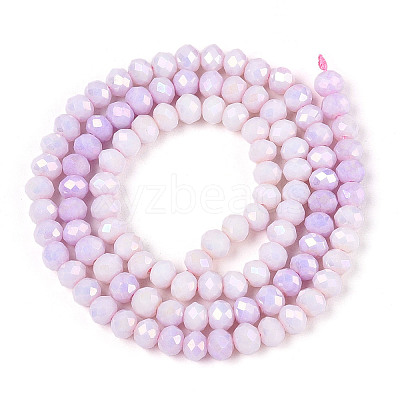 Anti-Tarnish Electroplate Rondelle Glass Beads Strands EGLA-T021-4mm-17-02-1