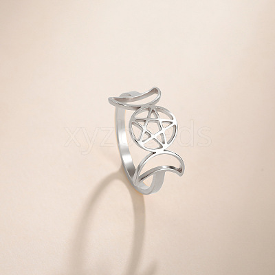 Moon Phase 304 Stainless Steel Finger Rings FS-WGB8857-03-1