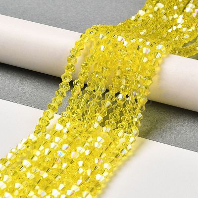 Transparent Electroplate Glass Beads Strands GLAA-F029-3mm-A21-1