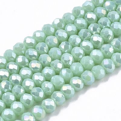Electroplate Glass Beads Strands X-EGLA-A034-P6mm-B16-1