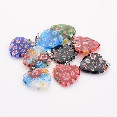 Handmade Millefiori Glass Pendants X-G23C9011-1