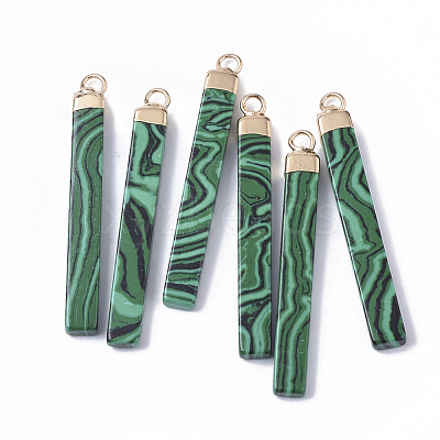 Top Golden Plated Synthetic Malachite Pendants G-S359-028C-1
