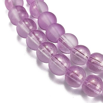 Frosted Transparent Glass Bead Strands GLAA-P065-6mm-07-1