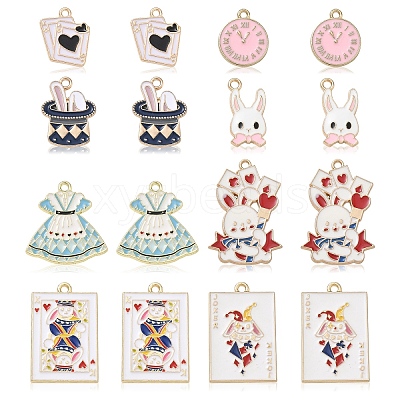 16Pcs 8 Styles Alloy Pendants ENAM-YW0009-23-1