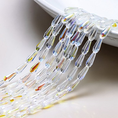 Electroplate Transparent Glass Beads Strands EGLA-L015-FR-A08-1
