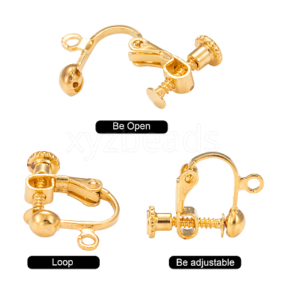 Brass Screw On Clip-on Earring Findings X-KK-L164-01G-1