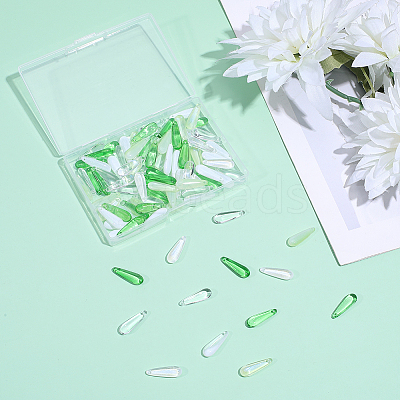 100Pcs 4 Colors Baking Paint Transparent Glass Pendants FIND-SC0023-48-1