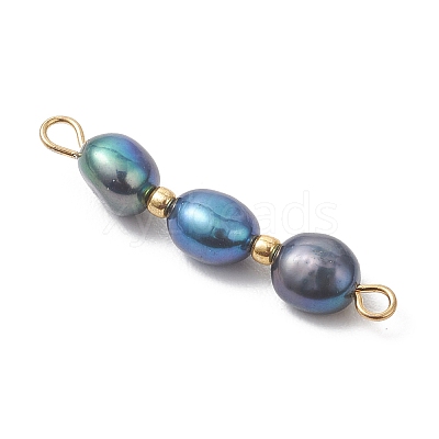 Natural Cultured Freshwater Pearl Potato Beaded Links Connector Charms PALLOY-JF05038-1