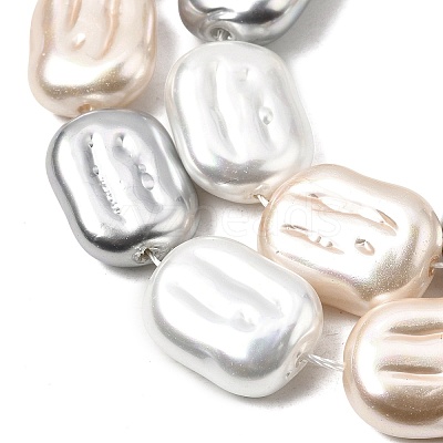 Electroplated Glass Shell Pearl Beads Strands BSHE-B009-F04-01-1
