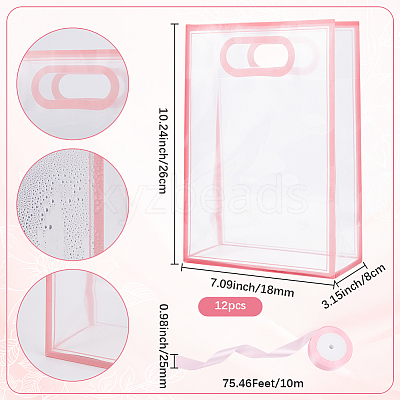 12Pcs Rectangle Plastic Gift Bags ABAG-SP0001-07A-1