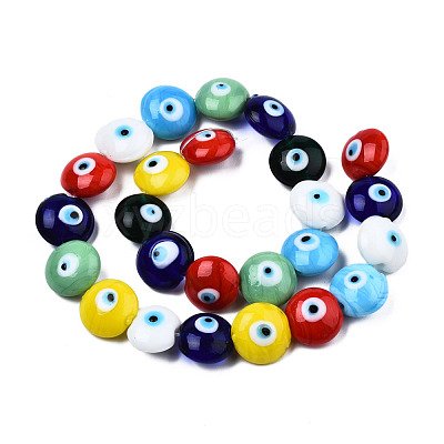 Handmade Evil Eye Lampwork Beads Strands LAMP-N029-009A-1