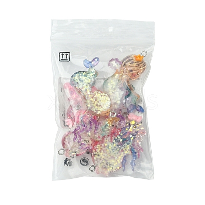 8Pcs 4 Styles Ocean Theme Transparent Resin Pendants CRES-FS0001-17-1