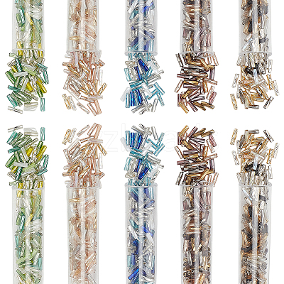 1500Pcs 5 Colors Glass Twist Bugle Beads GLAA-PH0003-73-1