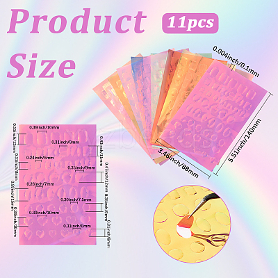 Aurora Laser Glass Paper Nail Art Stickers Decals MRMJ-WH20003-08-1