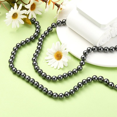 Non-Magnetic Synthetic Hematite Beads Strands G-H1624-8mm-2-1