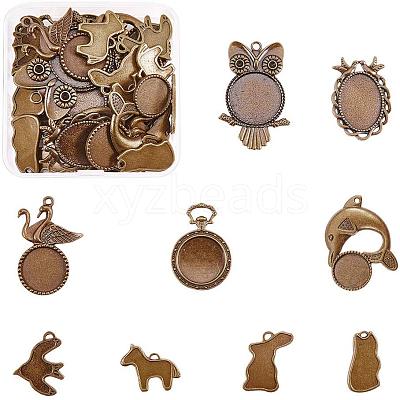 Alloy Pendant Cabochon Settings PALLOY-OC0001-42-1
