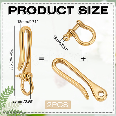 2Pcs Brass Shackle Clasps KK-WR0001-56-1