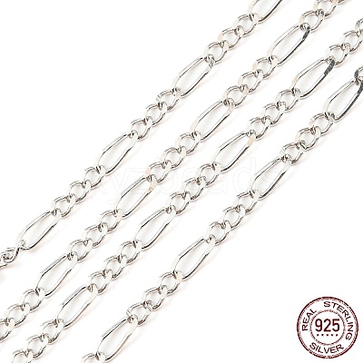 Anti-Tarnish Rhodium Plated 925 Sterling Silver Figaro Chains STER-F052-03P-1