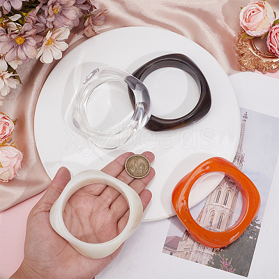4Pcs 4 Colors Acrylic Bangles BJEW-HY0002-68-1