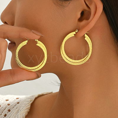 201 Stainless Steel Hoop Earrings for Women VF3090-2-1