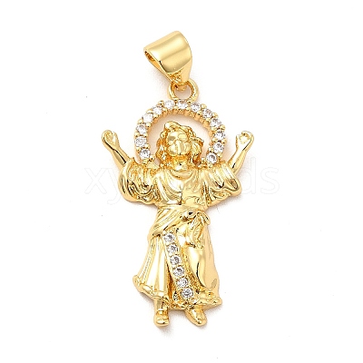 Rack Plating Brass Micro Pave Cubic Zirconia Pendants X-KK-K270-34G-1