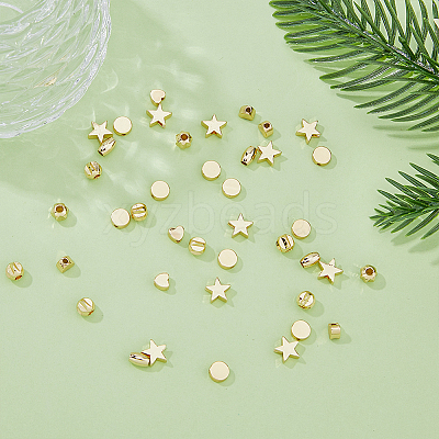 100Pcs 5 Style Rack Plating Brass Beads KK-HY0001-71-1